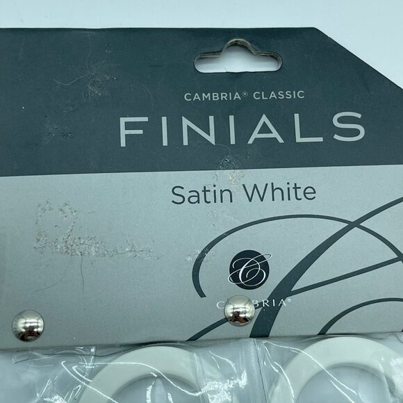 Cambria Finials Satin White End Curtain Rods Hold Backs - Picture 3 of 5